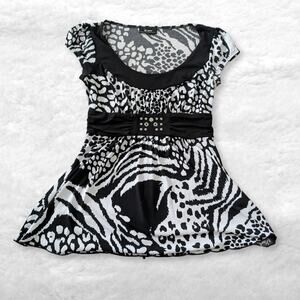y2k byer california animal print babydoll top